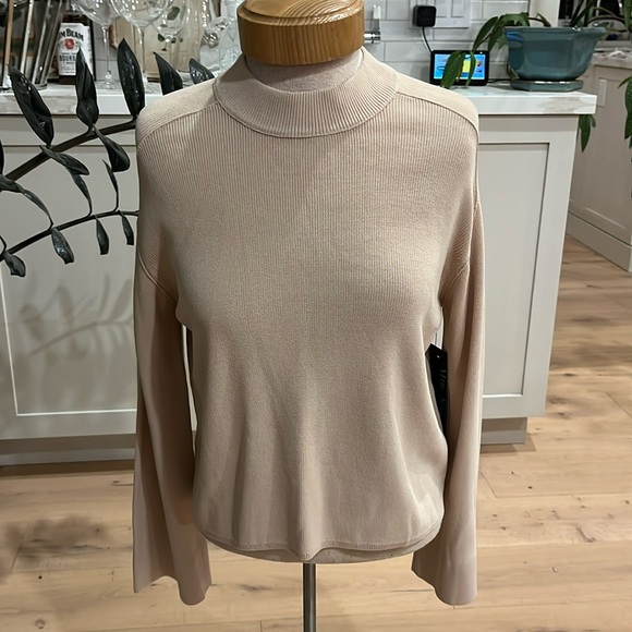 NWT Marc Aurel oversize long bell sleeve tan round neck sweater style new flame - Picture 2 of 12